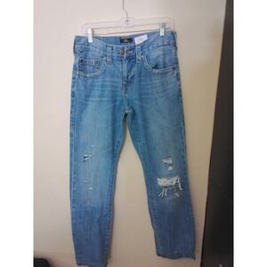 True Religion Ricky Jeans Women 30 Blue Distressed Relaxd Straight Horseshoe Y2K